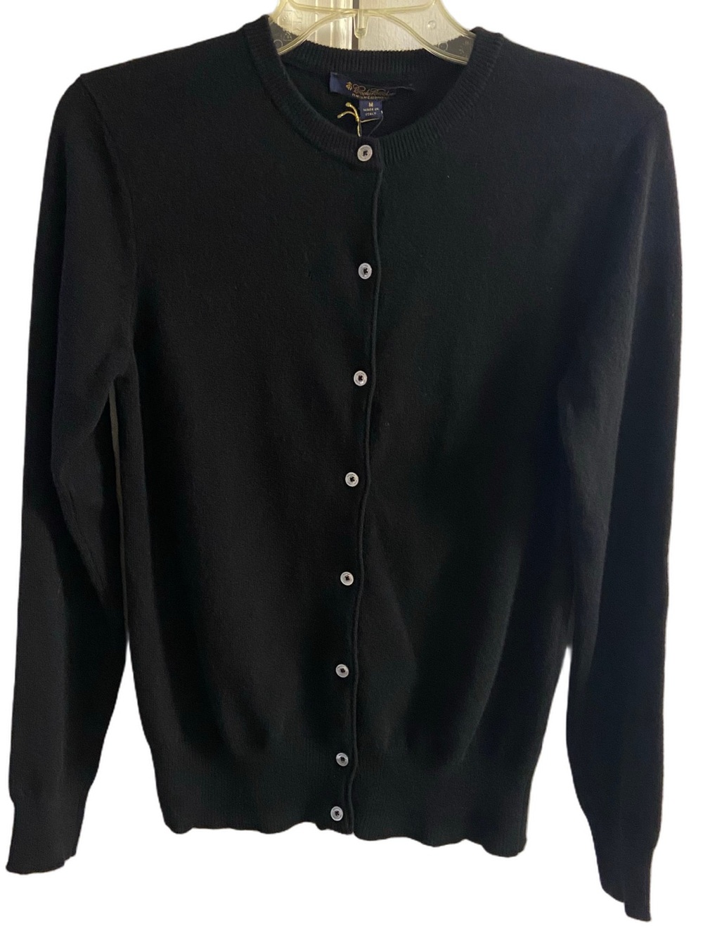 Brooks Brothers Black Sweater Cardigan Italian Cashmere Medium NWT